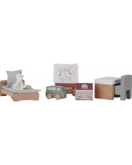 Set de 7 pièces de chambre d'enfant pour maison de poupée FSC