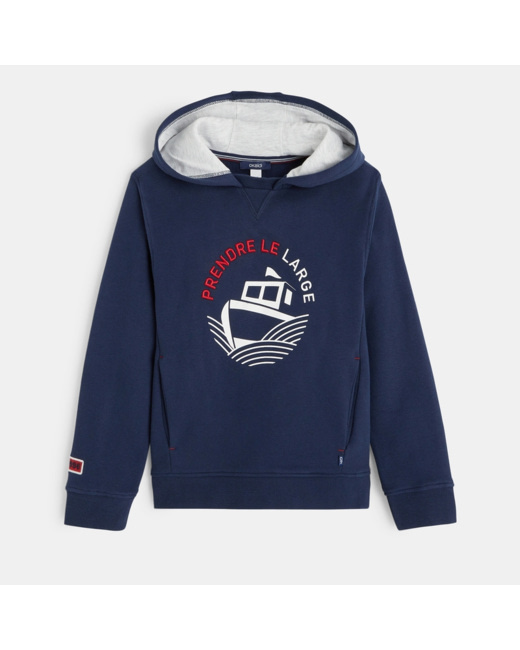 Sweat-shirt à capuche fourrée bleu garçon