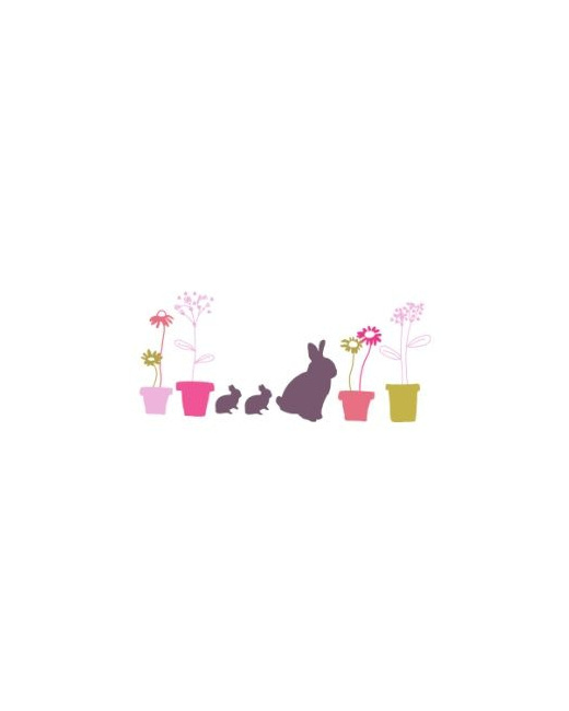 7 stickers Lapins & fleurs chambre fille