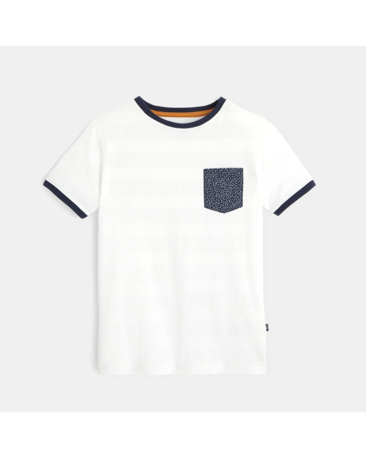 T-shirt à effet rayé blanc garçon
