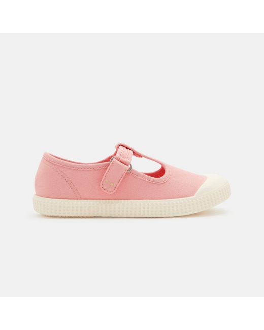 Ballerines toile forme salomé roses fille