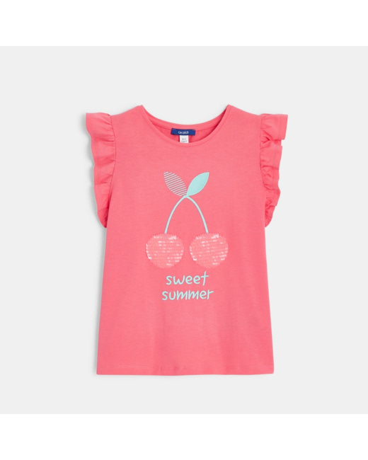 T-shirt à sequins magiques rose fille