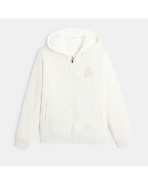 Sweat-shirt zippé réversible beige fille