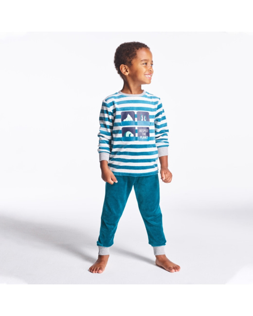 Pyjama en velours éponge vert garçon