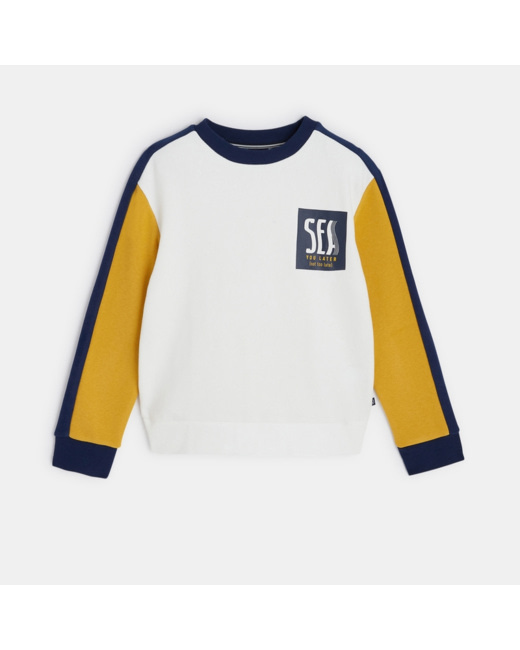 Sweat-shirt à message "sea you later" blanc garçon
