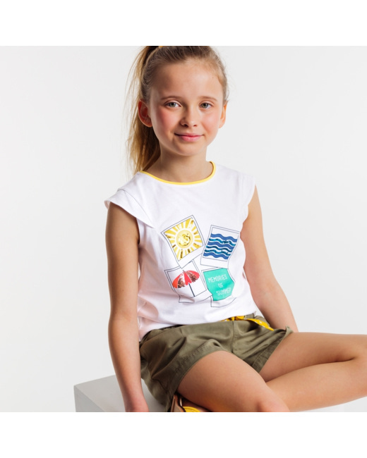 T-shirt à message et sequins jaune fille