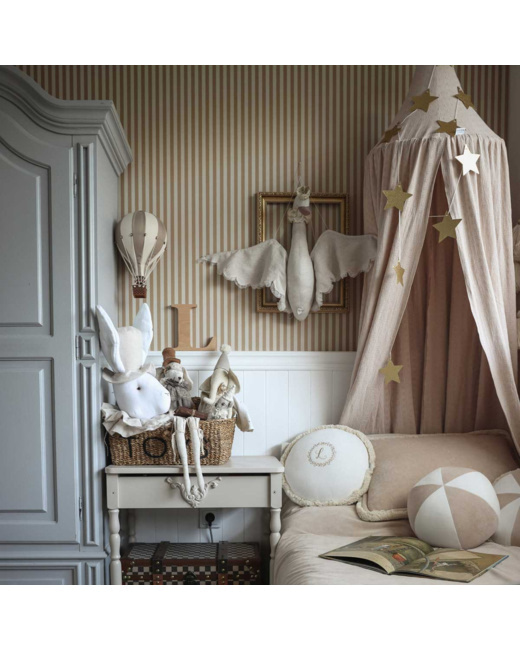 Papier peint rayures vintage beige et marron