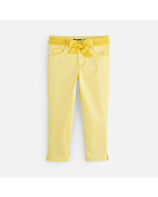 Pantalon capri ceinturé jaune fille
