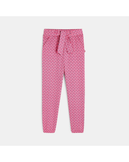 Pantalon fluide imprimé rose fille