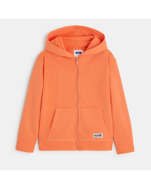 Sweat zippé à capuche orange garçon