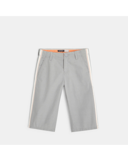 Bermuda long en toile stretch gris garçon