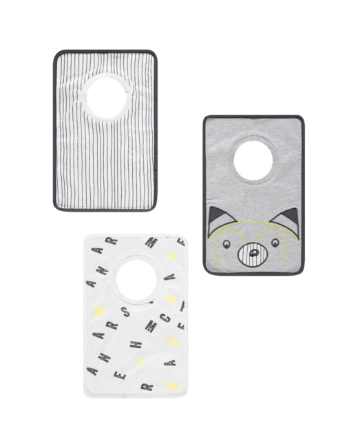 Lot de 3 bavoirs rectangulaires assortis à col rond