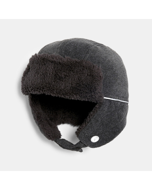 Chapka en polaire et moumoute gris garçon