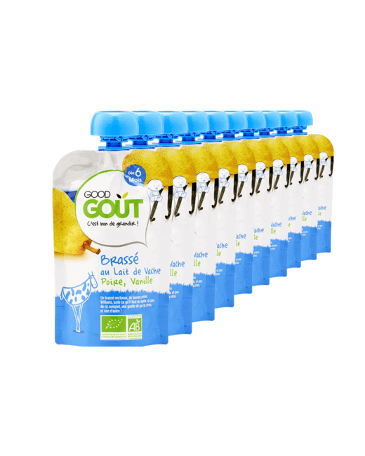Pack de 10 gourdes Poire Vanille Bio