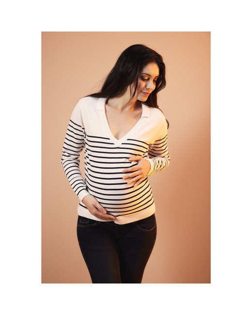 Pull de grossesse en tricot esprit marinière