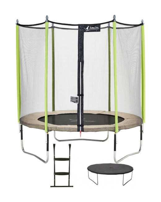 Trampoline de jardin 244 cm + filet de sécurité + échelle + bâche de protection JUMPI