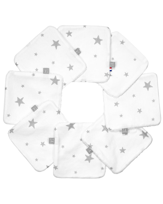 Lingettes bébé lavables en 100% coton 8 pièces, STELLA