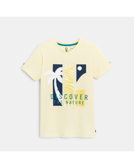 T-shirt manches courtes à message jaune garçon