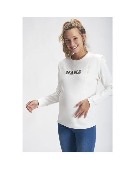 Sweat de grossesse et d'allaitement molletonné avec broderie