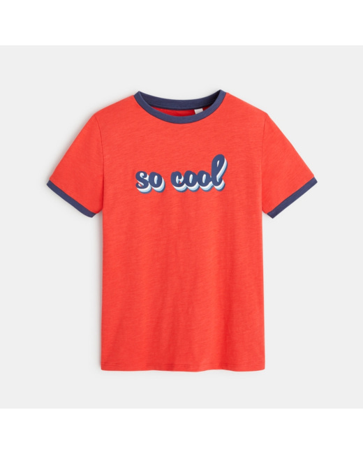 T-shirt coton flammé à message rouge garçon