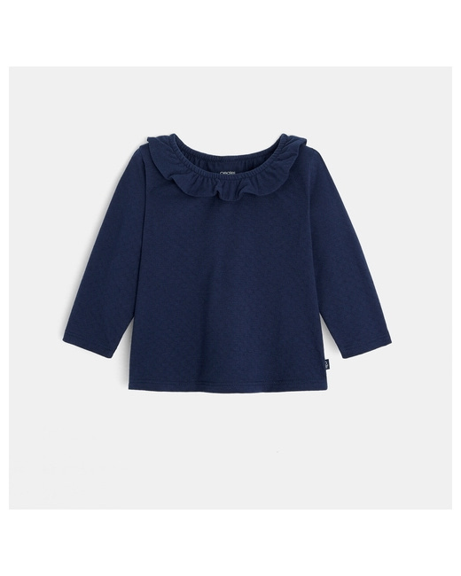 T-shirt col volanté maille fantaisie