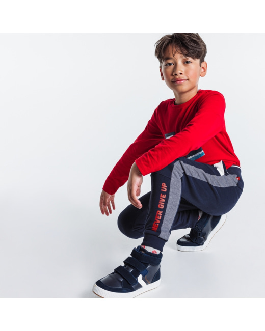 Pantalon de jogging à message "never give up" bleu garçon