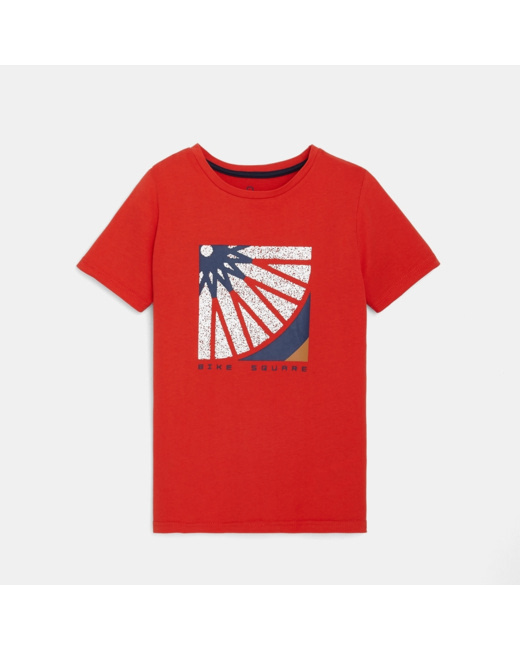 T-shirt en coton biologique motif sport rouge garçon