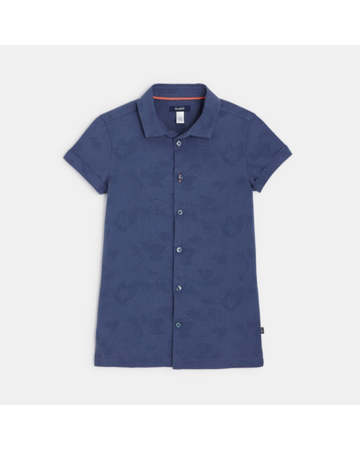 Chemise manches courtes imprimée bleue garçon