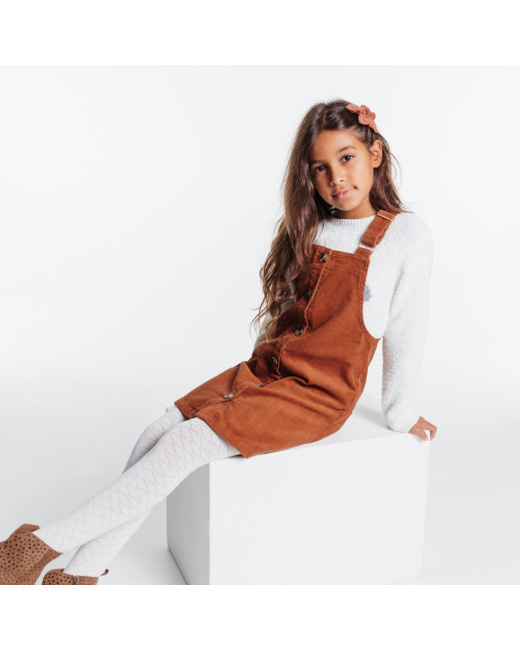 Robe en velours côtelé marron fille