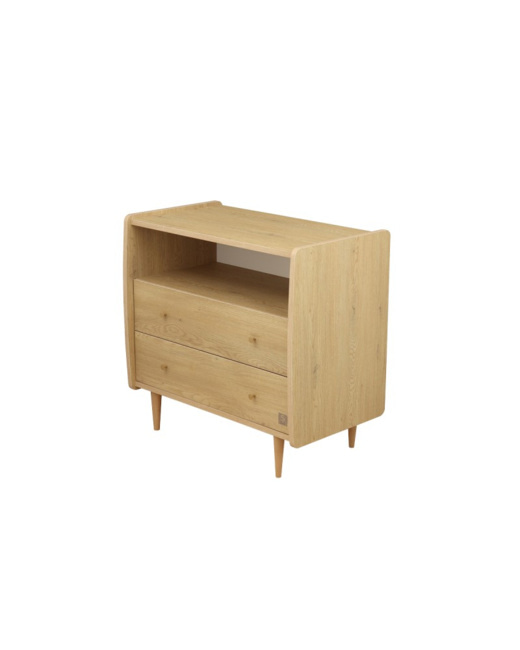 Commode 2 tiroirs et 1 niche poignées dorées My Love