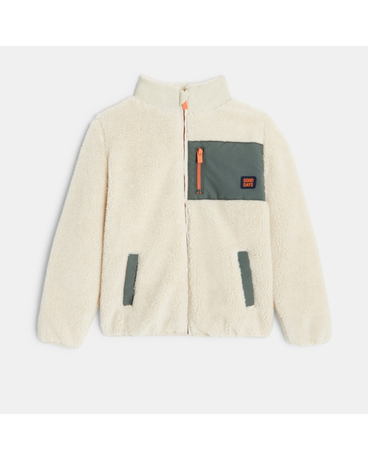 Veste polaire Sherpa manches longues blanc garçon