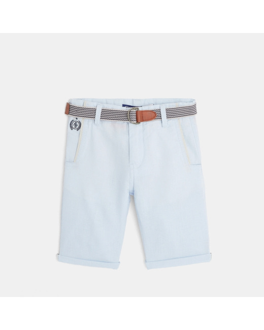 Bermuda toile habillé et ceinture bleu garçon