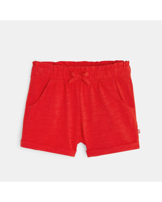 Short en jersey uni rouge fille
