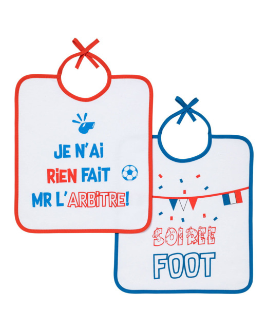 Lot de 2 bavoirs à lacets Foot