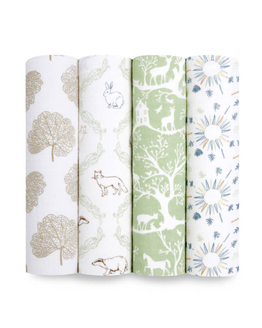 Lot de 4 langes en mousseline de coton Harmony