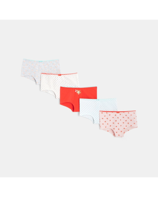Culottes forme boxer en jersey de coton (lot de 5) fille