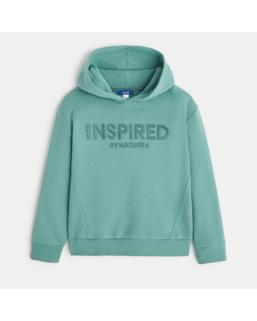 Sweat-shirt à capuche à message vert garçon