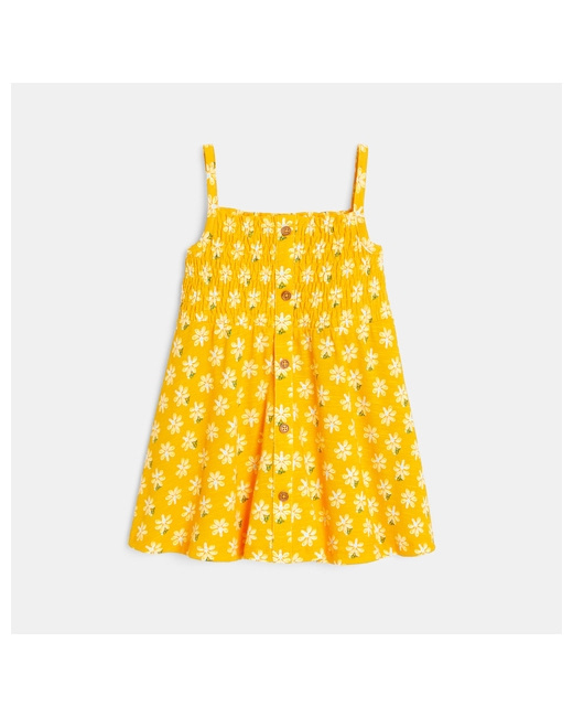 Robe smockée à bretelles imprimé graphique