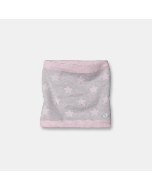 Snood doublé étoiles jacquard rose fille