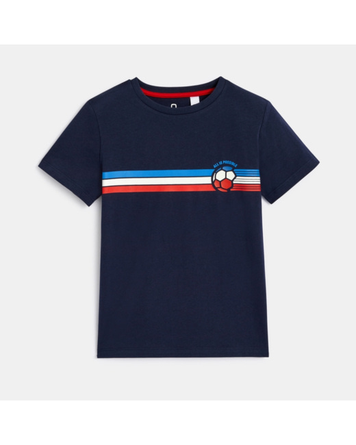 T-shirt manches courtes à message bleu garçon