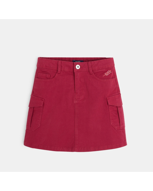 Jupe courte cargo en toile unie rose fille