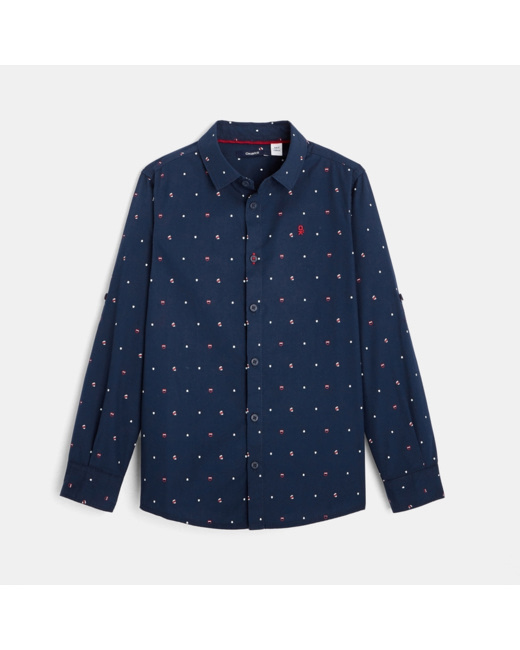 Chemise à petits motifs bleue garçon