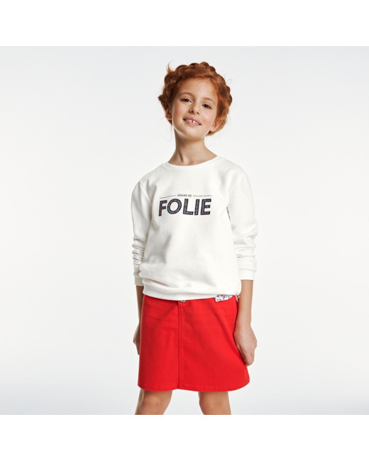 Sweat molleton à message blanc fille