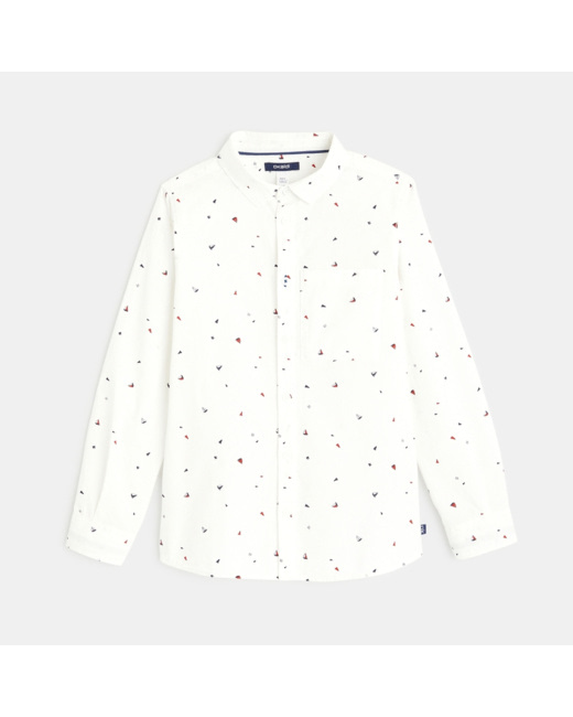 Chemise imprimée de petits motifs blanche garçon