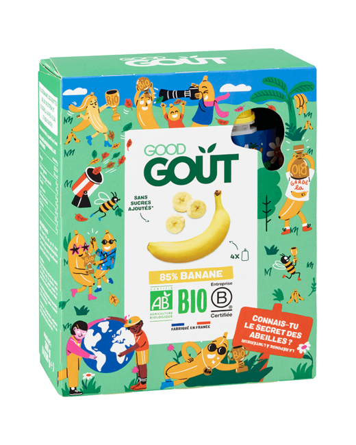 Pack de 4 compotes sans sucres ajoutés Banane Bio