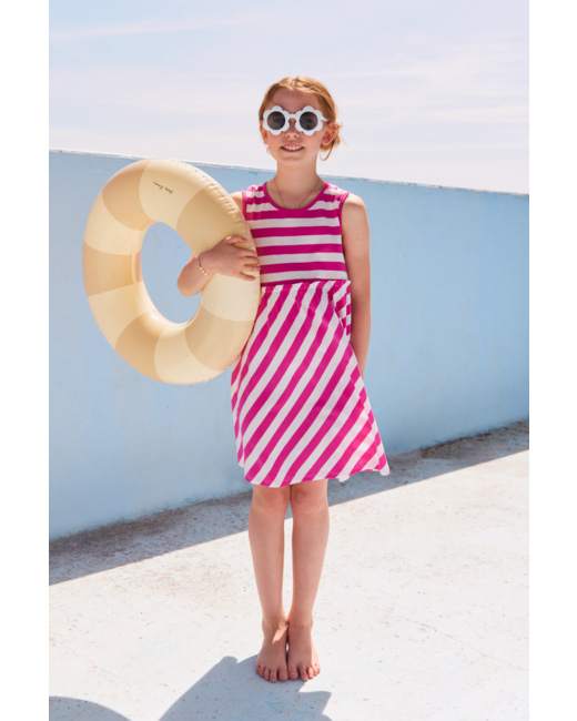 Robe rayée Kids - coton léger - Fucsia/Milk