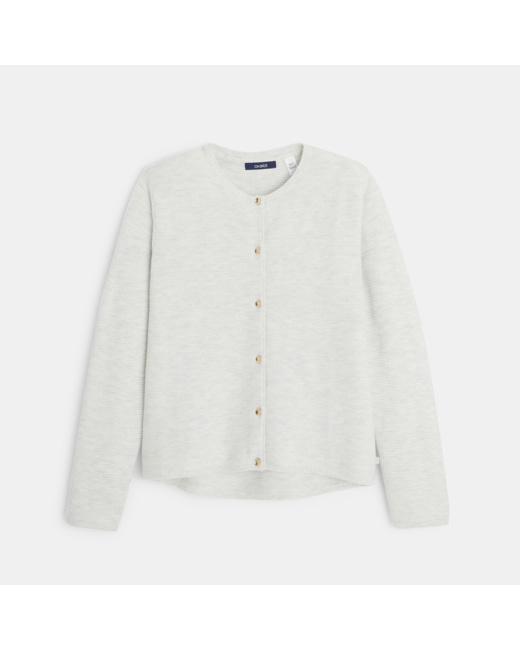 Gilet côtelé boutonné gris fille