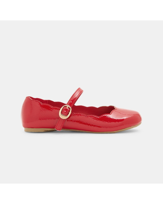 Ballerines métallisées à brides rouges fille