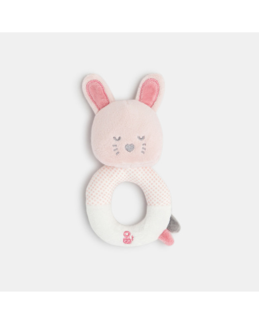 Peluche hochet lapin rose