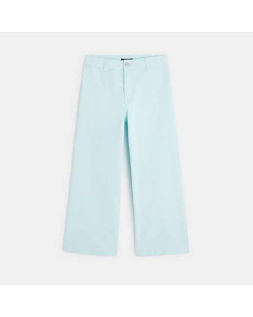 Pantalon large toile stretch bleu fille